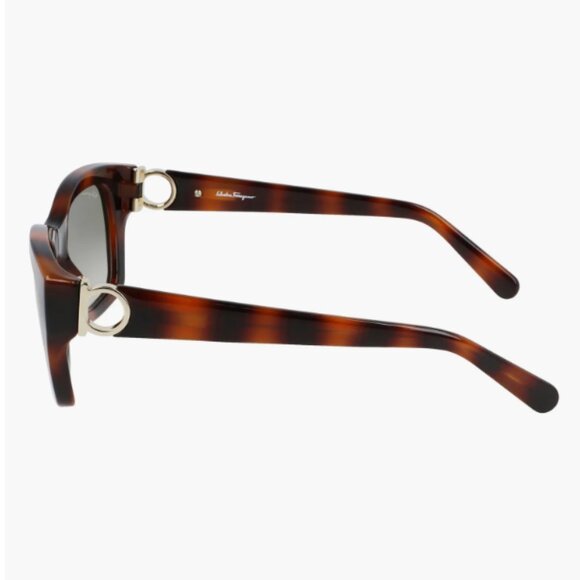 NWT Auc Ferragamo Tortoise/ Khaki Rectangular Sunglasses Made in Italy